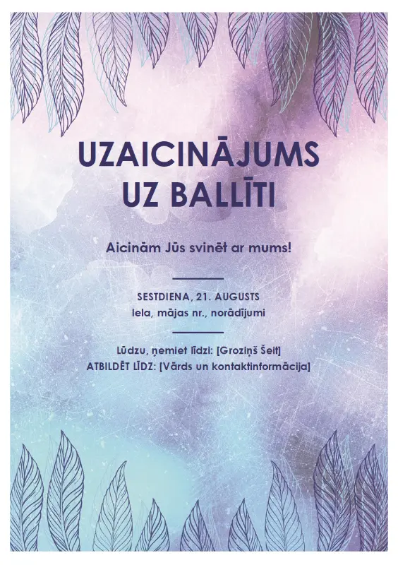 Skrejlapa — uzaicinājums uz svinībām purple organic-boho