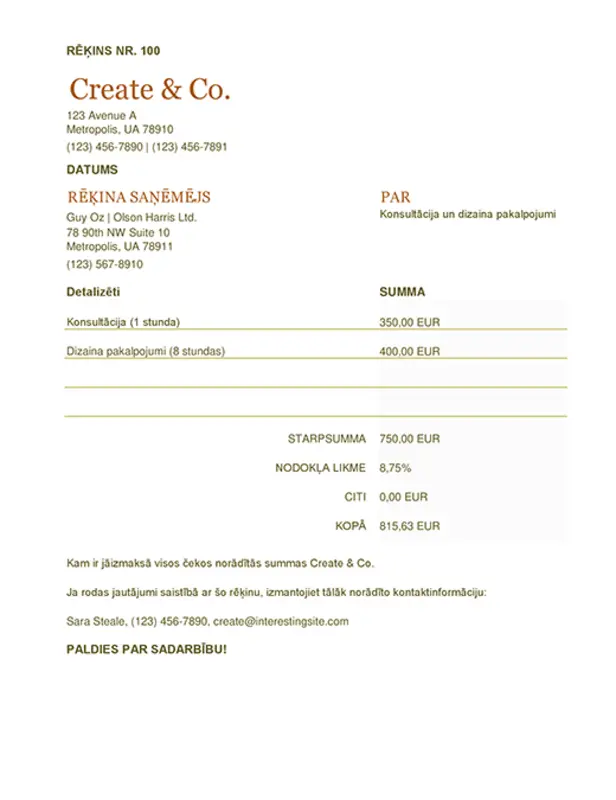 Rēķins (darblapa) brown modern simple