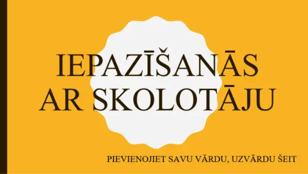 Iepazīšanās ar skolotāju yellow modern color block