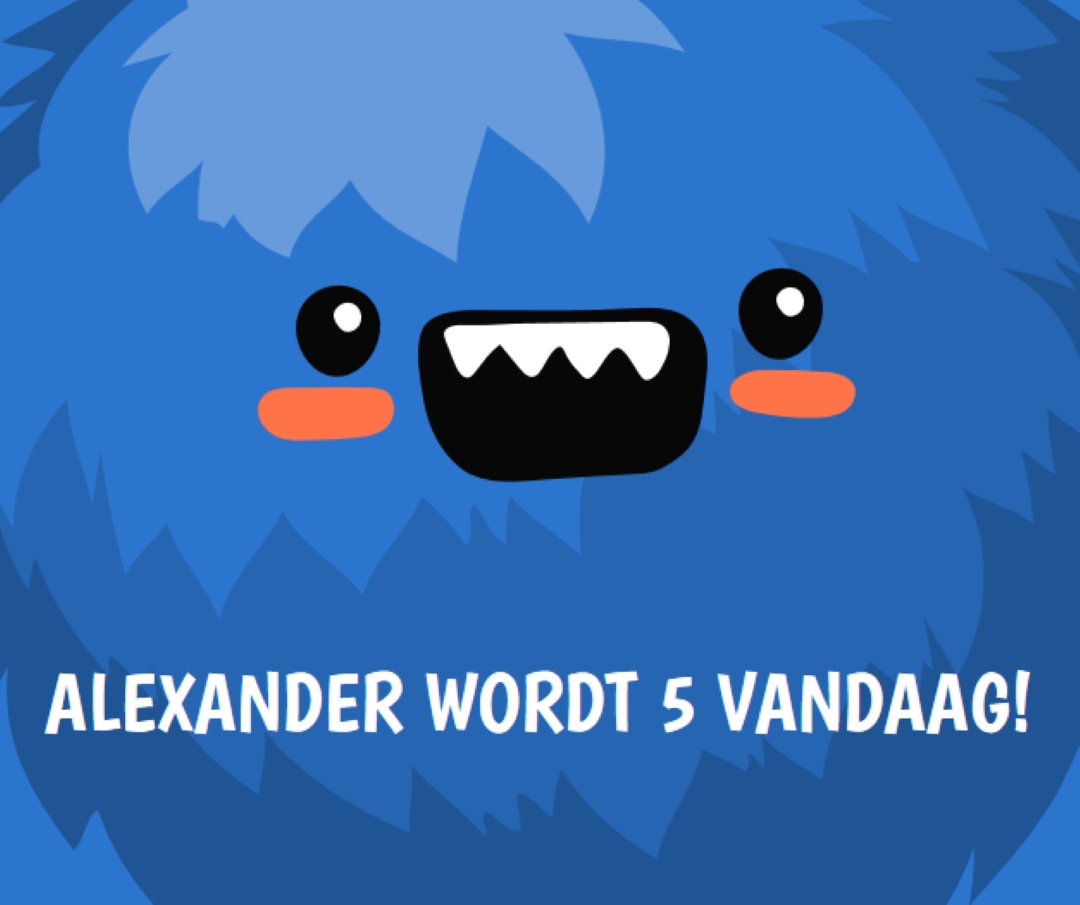 Klein monster wordt vijf blue whimsical-color-block