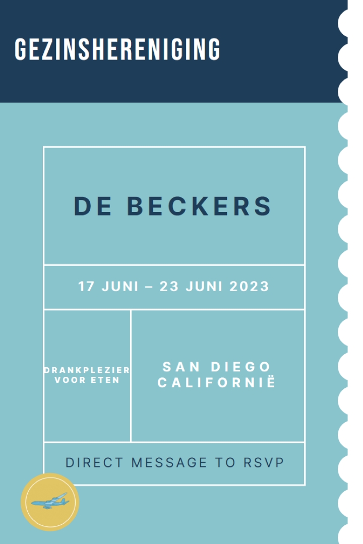 Ticket voor de reünie blue modern-bold