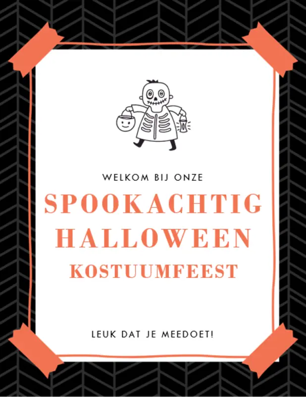 Skeletten afdrukmateriaal voor Halloweenfeest black whimsical line