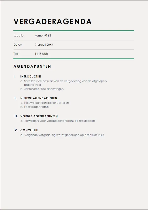 Klassieke vergaderagenda gray modern simple