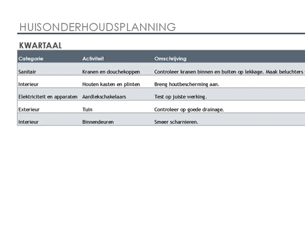 Huisonderhoudsplanning en takenlijst modern simple