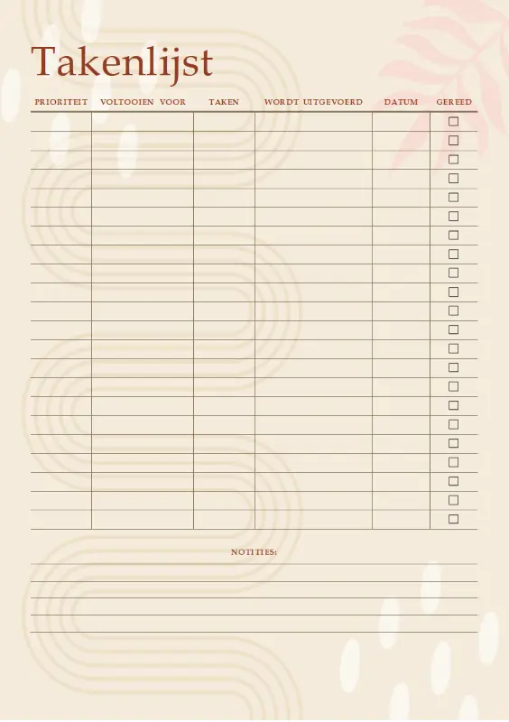 Takenlijst (document) brown organic simple