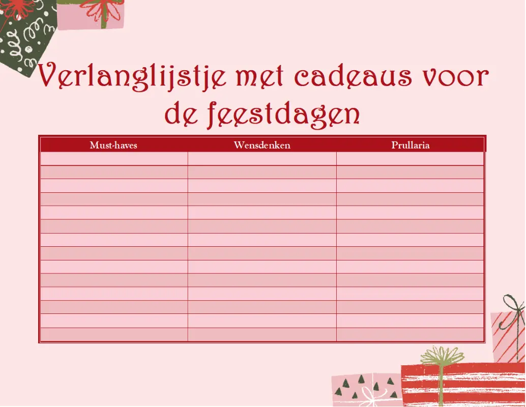 Verlanglijstje voor volwassenen pink whimsical color block