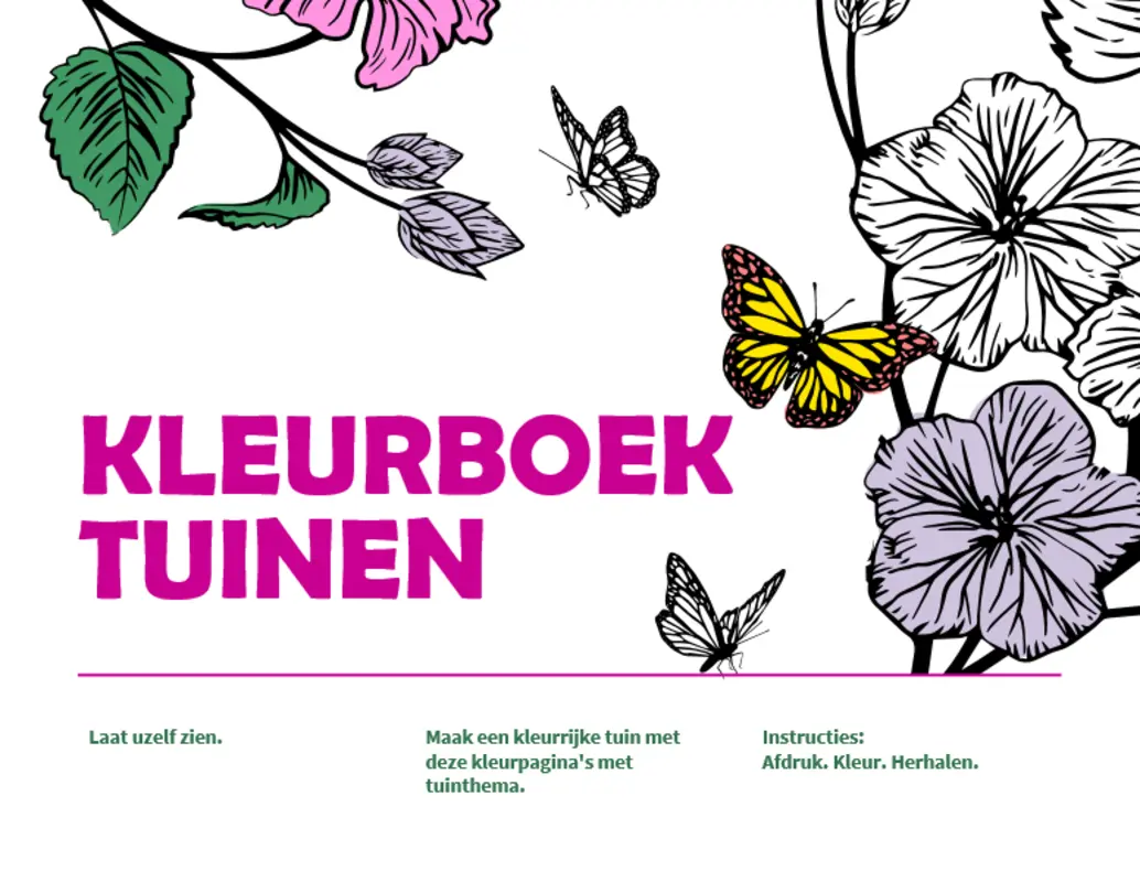 Kleurboek met tuinen organic boho