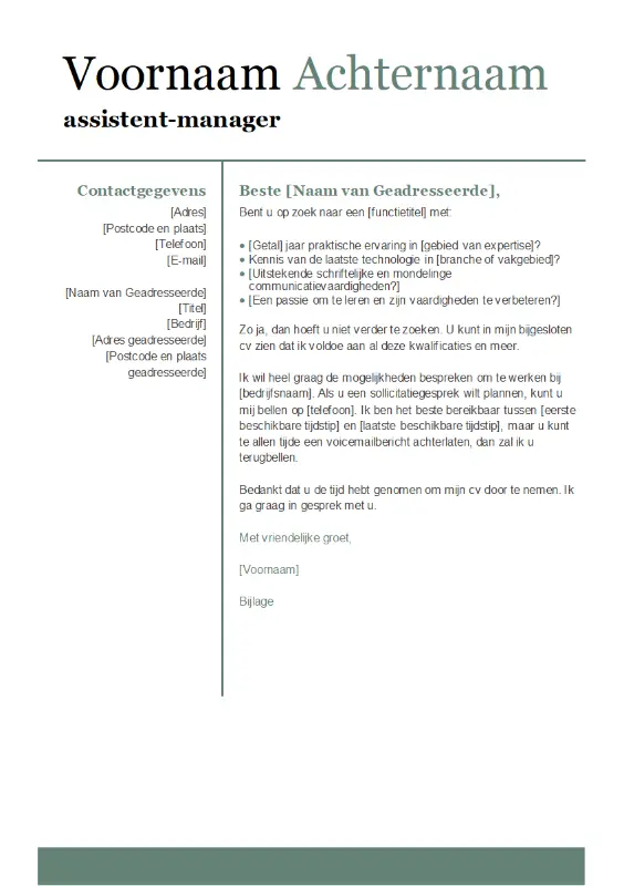 Begeleidende brief met modern ontwerp green modern simple
