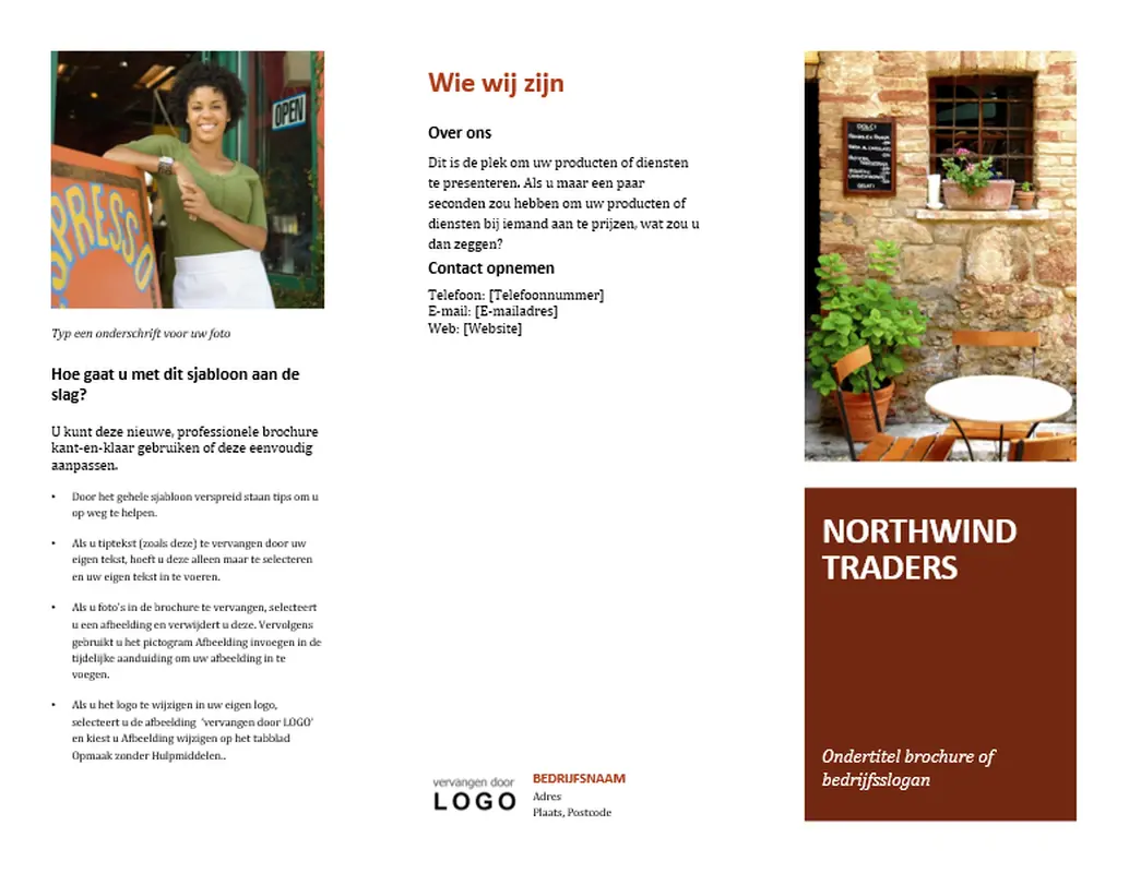 Zakelijke in drie delen gevouwen brochure