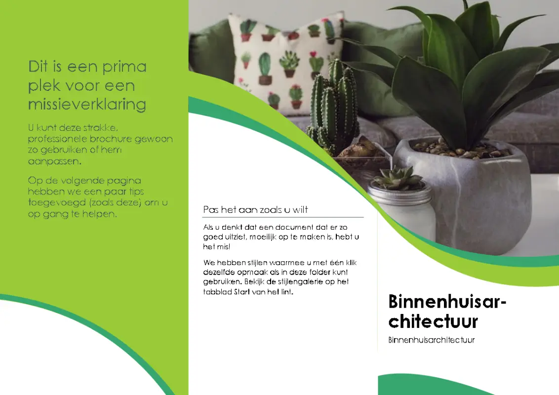 Brochure voor binnenhuisarchitectuur green modern-color-block