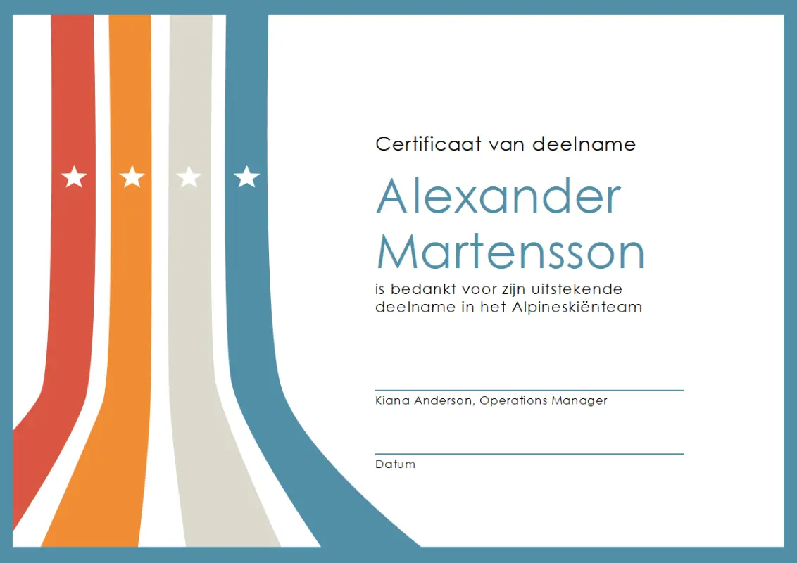 Certificaat van deelname blue modern-simple
