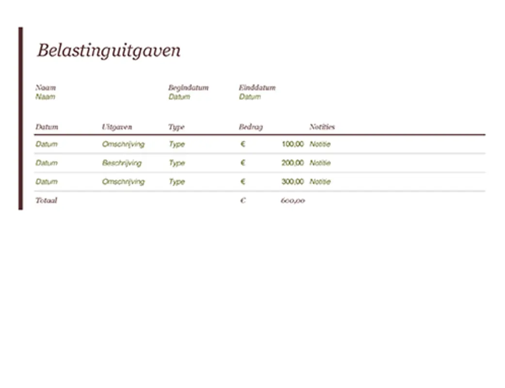 Belastinguitgavenlogboek modern-simple