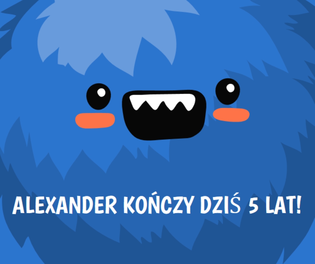 Mały potwór kończy pięć lat blue whimsical-color-block