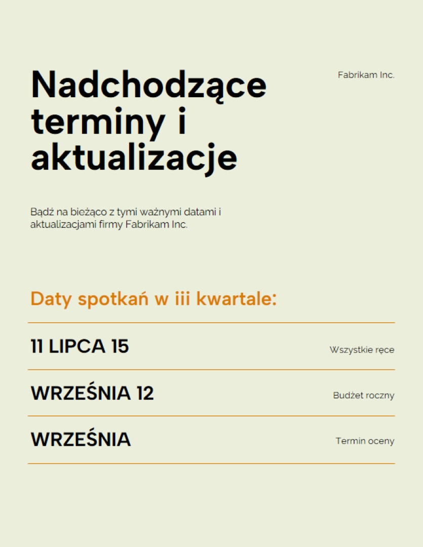 Prosta ulotka z aktualizacjami korporacyjnymi green simple,modern,lines,typographic