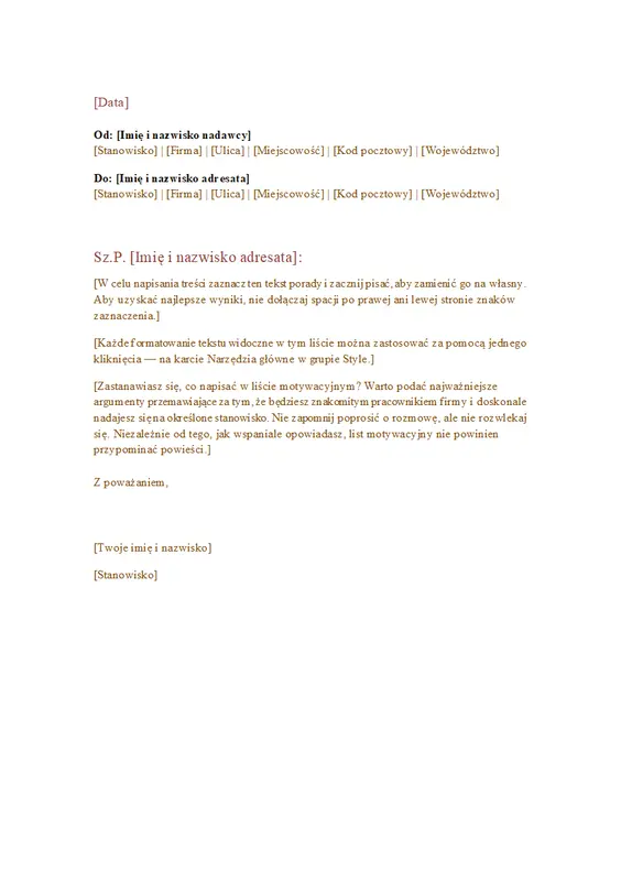 Formalny list biznesowy modern simple