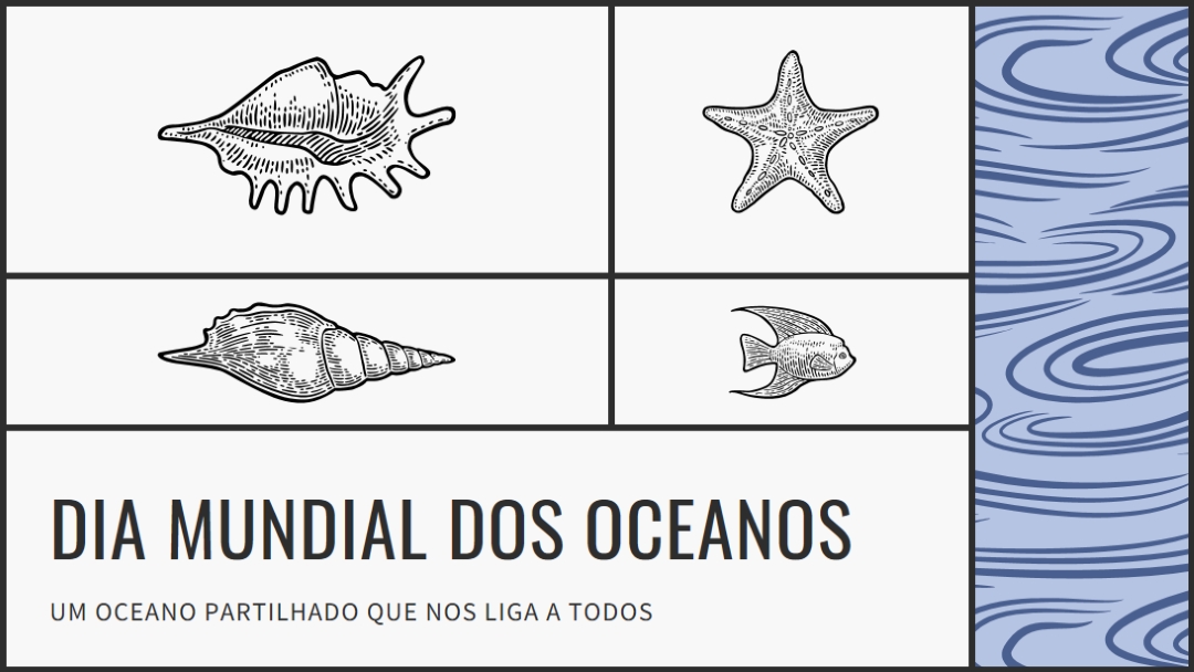 Feliz Dia dos Oceanos do Mundo white vintage-retro
