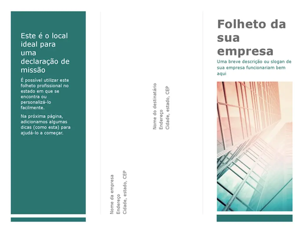 Folheto com três dobras (azul)