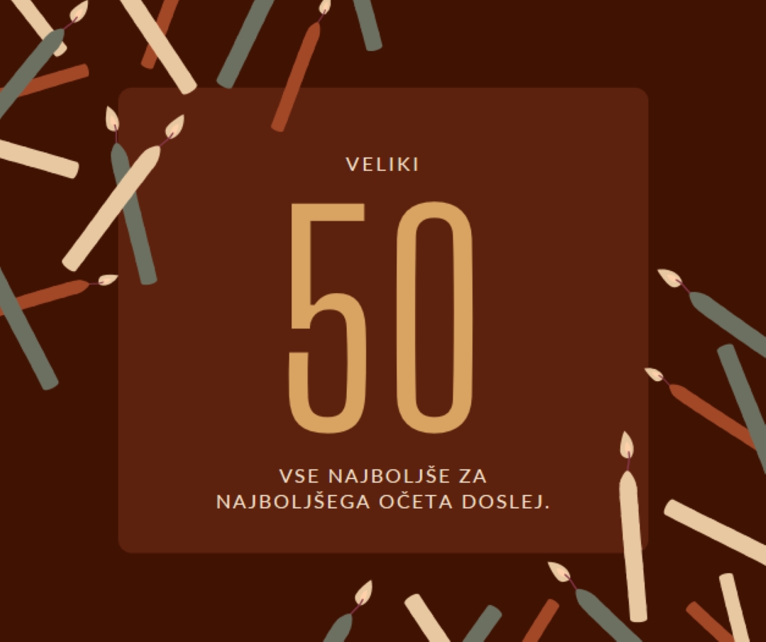 Vse najboljše za fiftiethov rojstni dan brown modern-simple