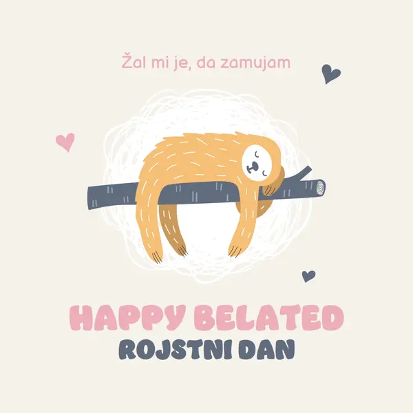 Zapoznele želje za rojstni dan white playful,cute,illustrative,whimsical,friendly,charming,graphic