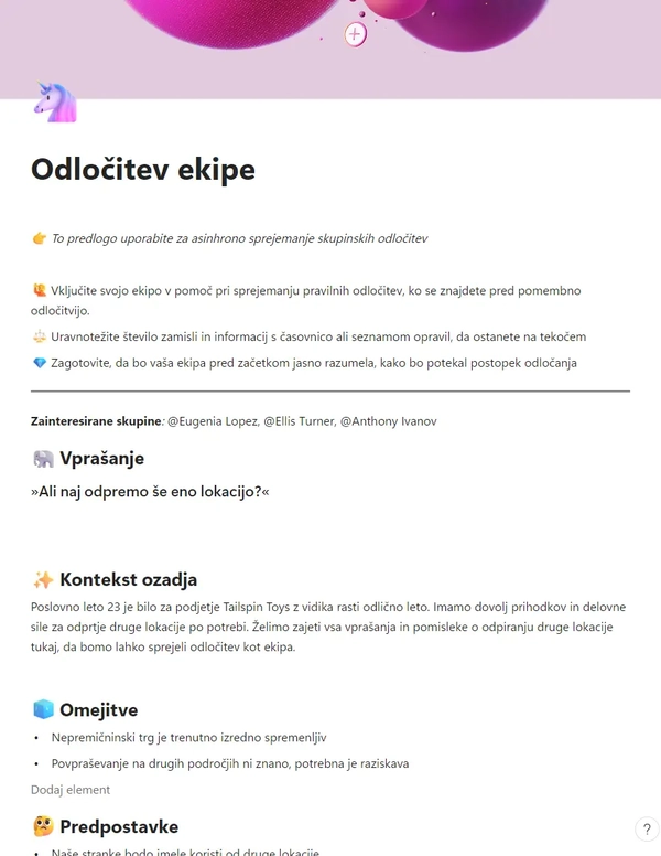 Odločitev ekipe