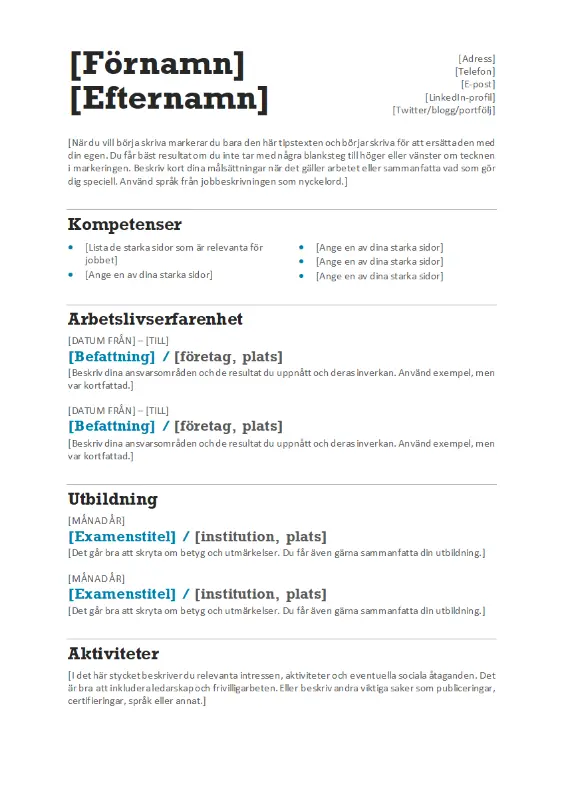 Balanserat CV (modern design) white modern simple
