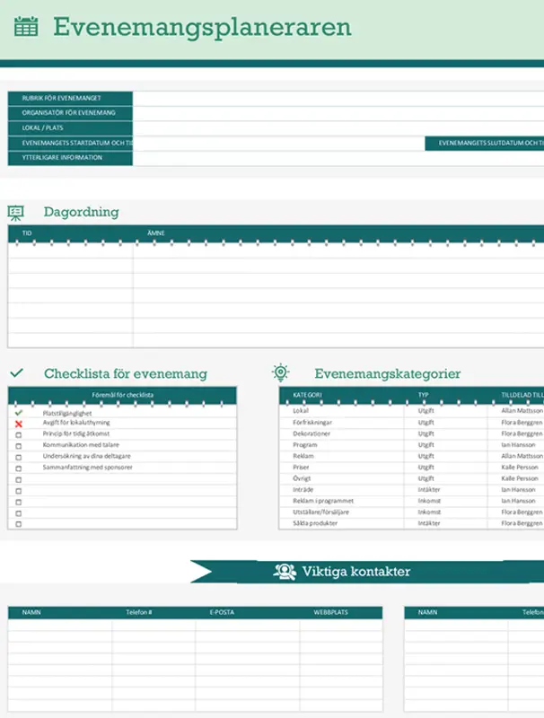 Händelseplanering och tidslinje green modern-simple