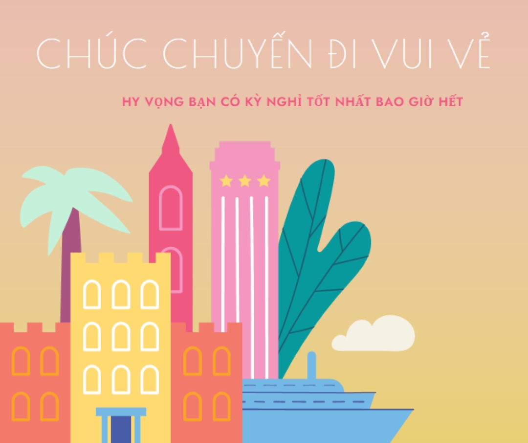Chúc Chuyến đi vui vẻ pink modern-color-block