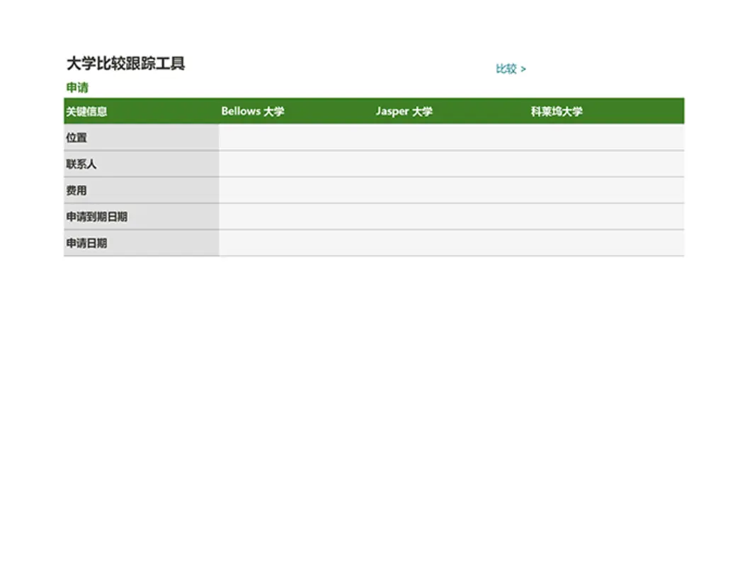 大学比较跟踪表 green modern-simple